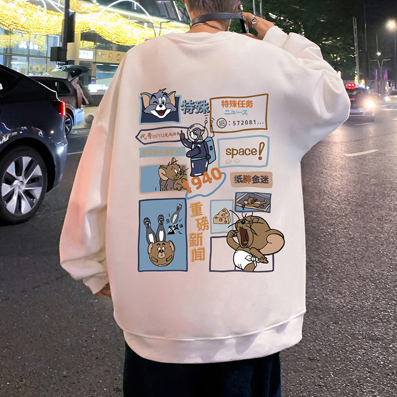 W391AP35加绒45秋冬宽松圆领套头卫衣长袖港风卡通青少年男生潮,男装卫衣,星座304A-1
