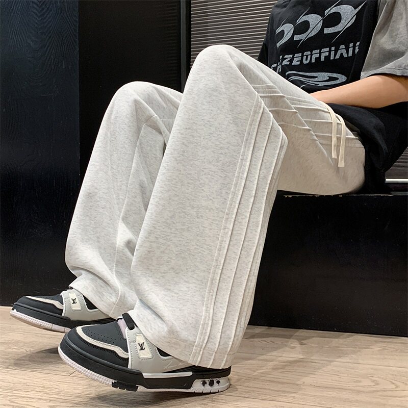 K902KP48夏季运动长裤男薄款潮牌宽松直筒纯色潮流拖地阔腿裤子,男装休闲裤,星座304A-1