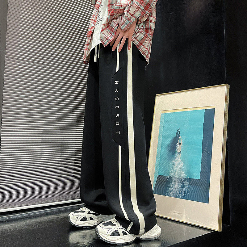 K916P50新品卫裤男休闲宽松运动长裤oversize显高垂感直筒裤子,男装休闲裤,星座304A-1