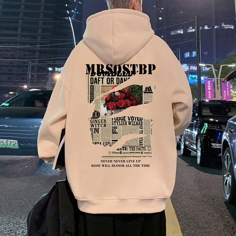 CM03P60加绒65新品卫衣重磅纯棉复古玫瑰纯棉帽衫休闲长袖外套,男装卫衣,星座304A-1