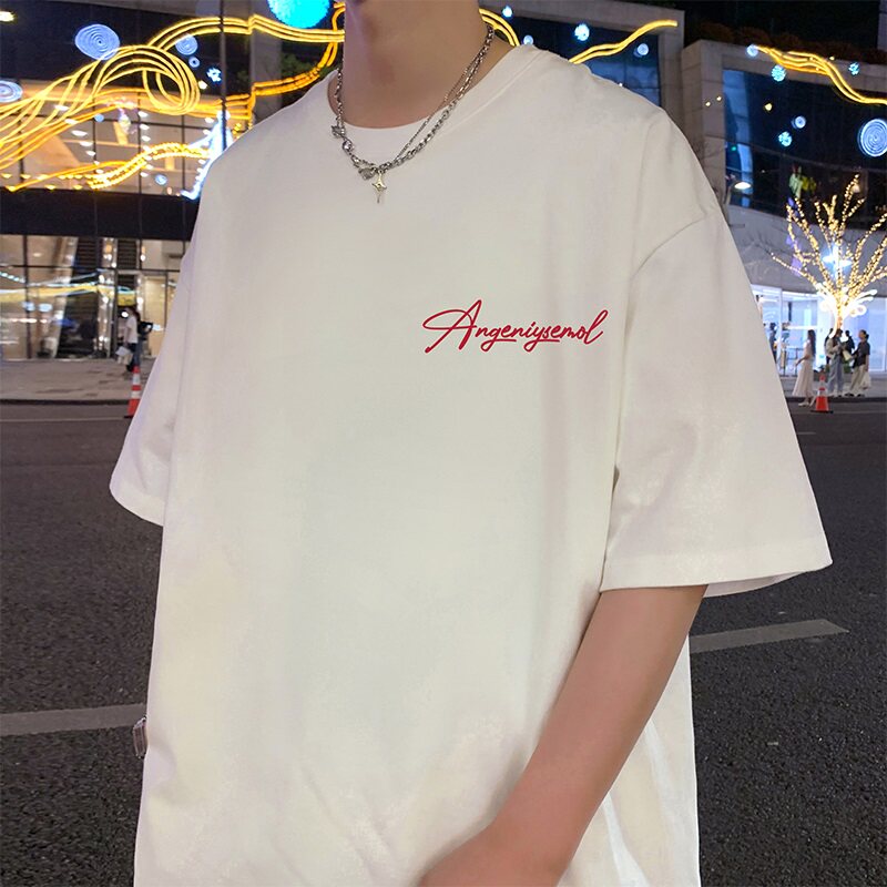 T768P32新品发泡印花短袖T恤男棉宽松字母圆领体恤衫男装上衣,男装T恤,星座304A-1
