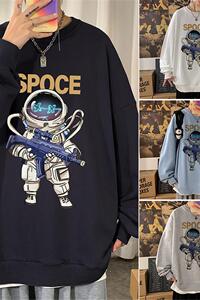304A-1-W316P35新品卫衣男春秋季ins潮港风宇航员卡通休闲图片