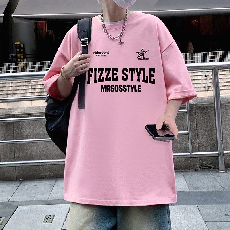 T788P26美式高街纯棉印花短袖T恤潮流宽松大码男生上衣服,男装T恤,星座304A-1