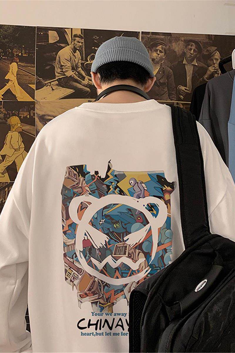 W336P35加绒45新品潮牌恶魔笑脸卫衣男潮ins长袖打底衫,男装卫衣,星座304A-1