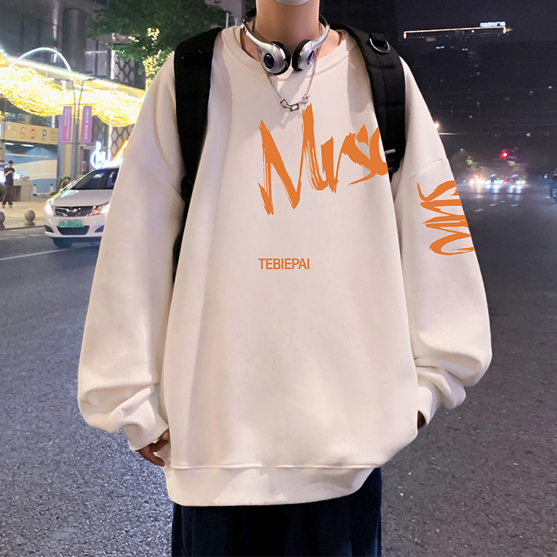 W503P35加绒45新品圆领卫衣长袖打底衫宽松套头无帽休闲外套,男装卫衣,星座304A-1
