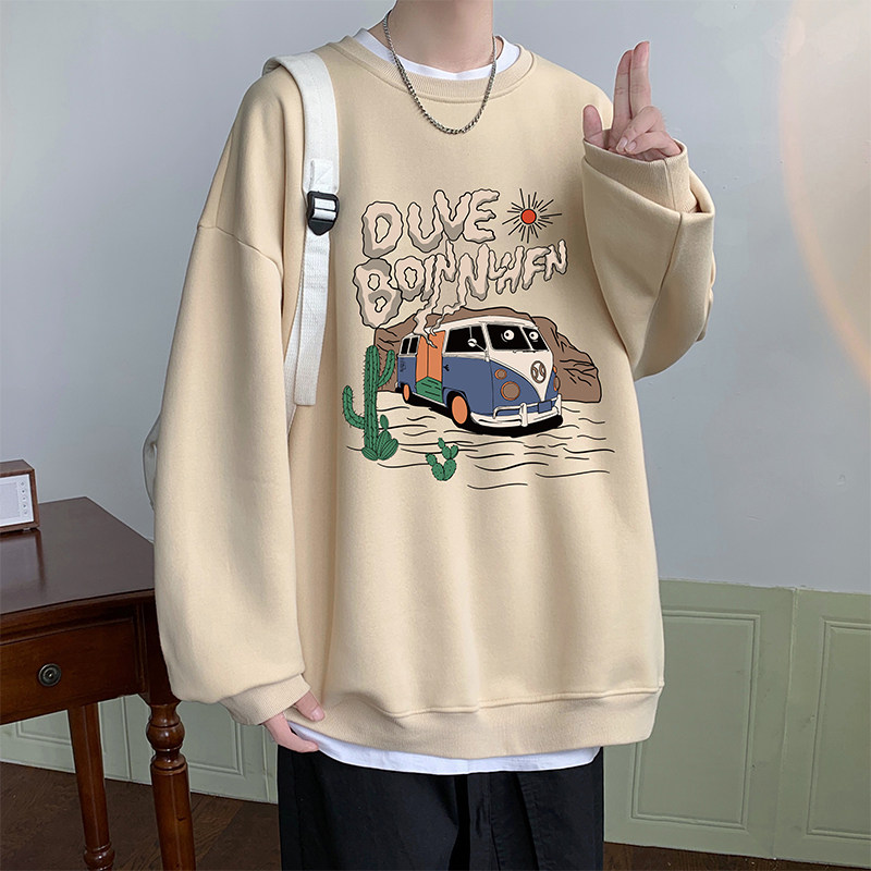 W517KP35冬款圆领卫衣男卡通印花宽松潮牌ins无帽套头上衣服,男装卫衣,星座304A-1