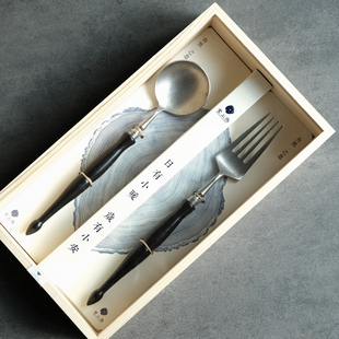 堂上燕手工檀木勺子叉日式家用红木木便携高档小众礼盒抗菌防霉