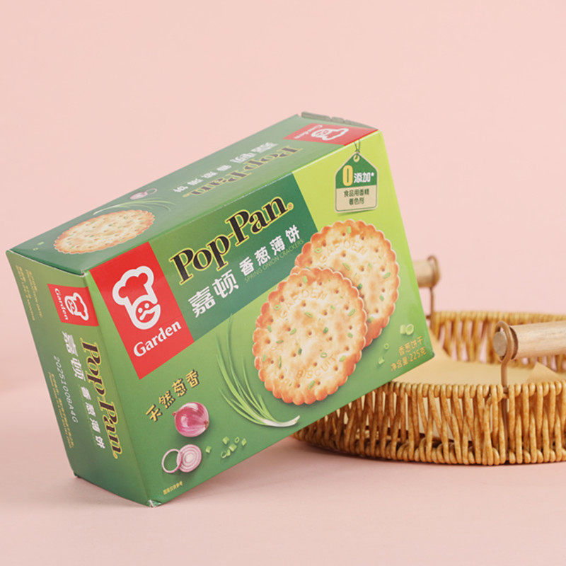 香港嘉顿香葱薄饼225克 芝麻薄饼干深夜充饥点心薄脆盒装休闲零食