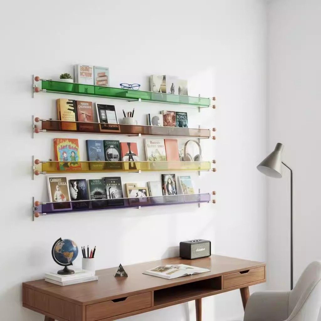 亚克力光轴置物架创意杂志架背景墙装饰架书报架新款上墙展示架子