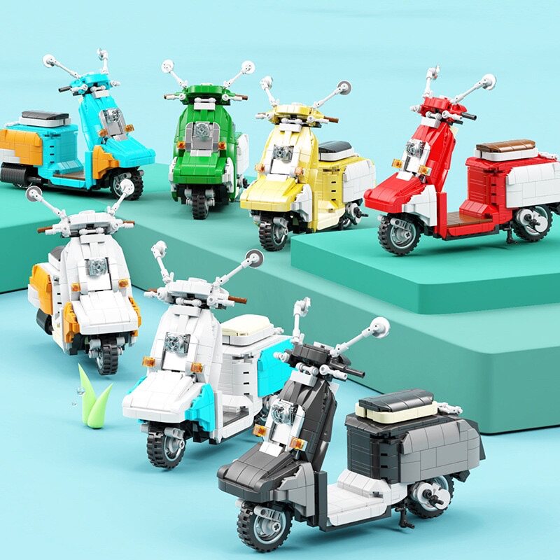 启智乐85009竞速系列火箭龟踏板摩托车拼插diy小颗粒积木玩具模型