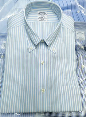 Regent布克兄弟BrooksBrothers免烫竖条纹时尚商务绅士长袖男衬衫