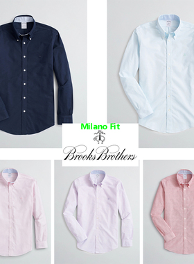Milano布克兄弟免烫抗皱修身休闲长袖衬衫BrooksBrothers纯棉时尚