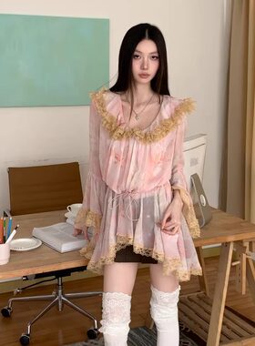 喇叭水袖衬衣长袖衬衫上衣