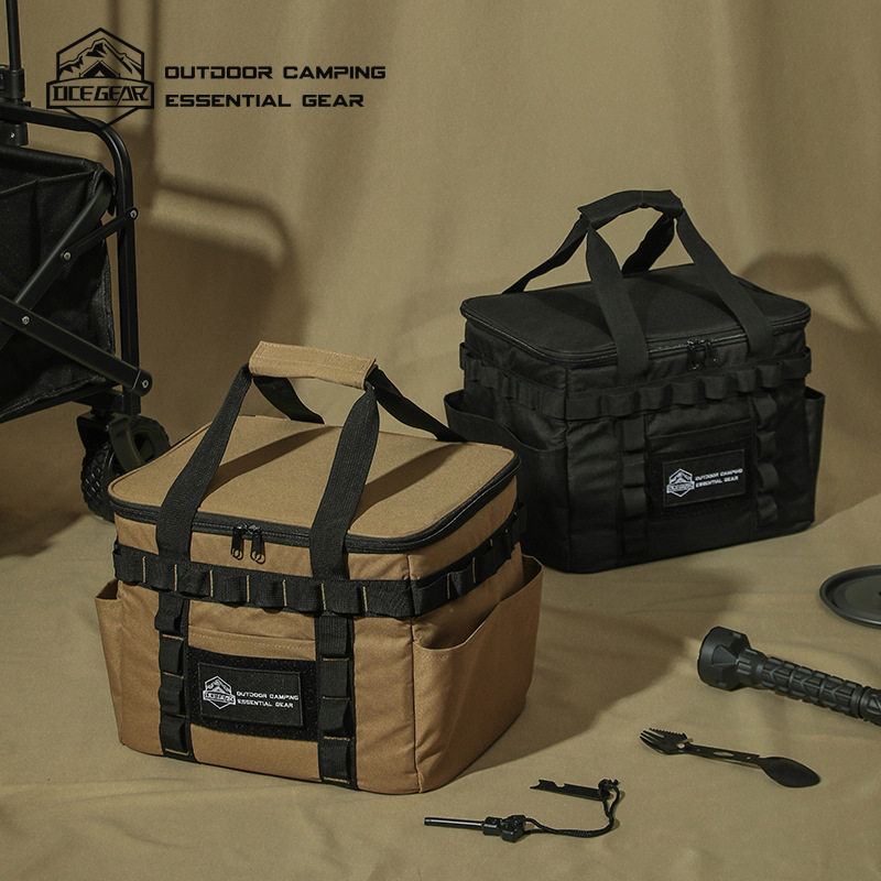 OUTDOOR CAMPING EQUIPMENT STORAGE BAG PORTABLE FOLDABLE LAMPS STOVE GAS TANK PICNIC TABLEWARE BAG TWO-IN-ONE ICE BAG