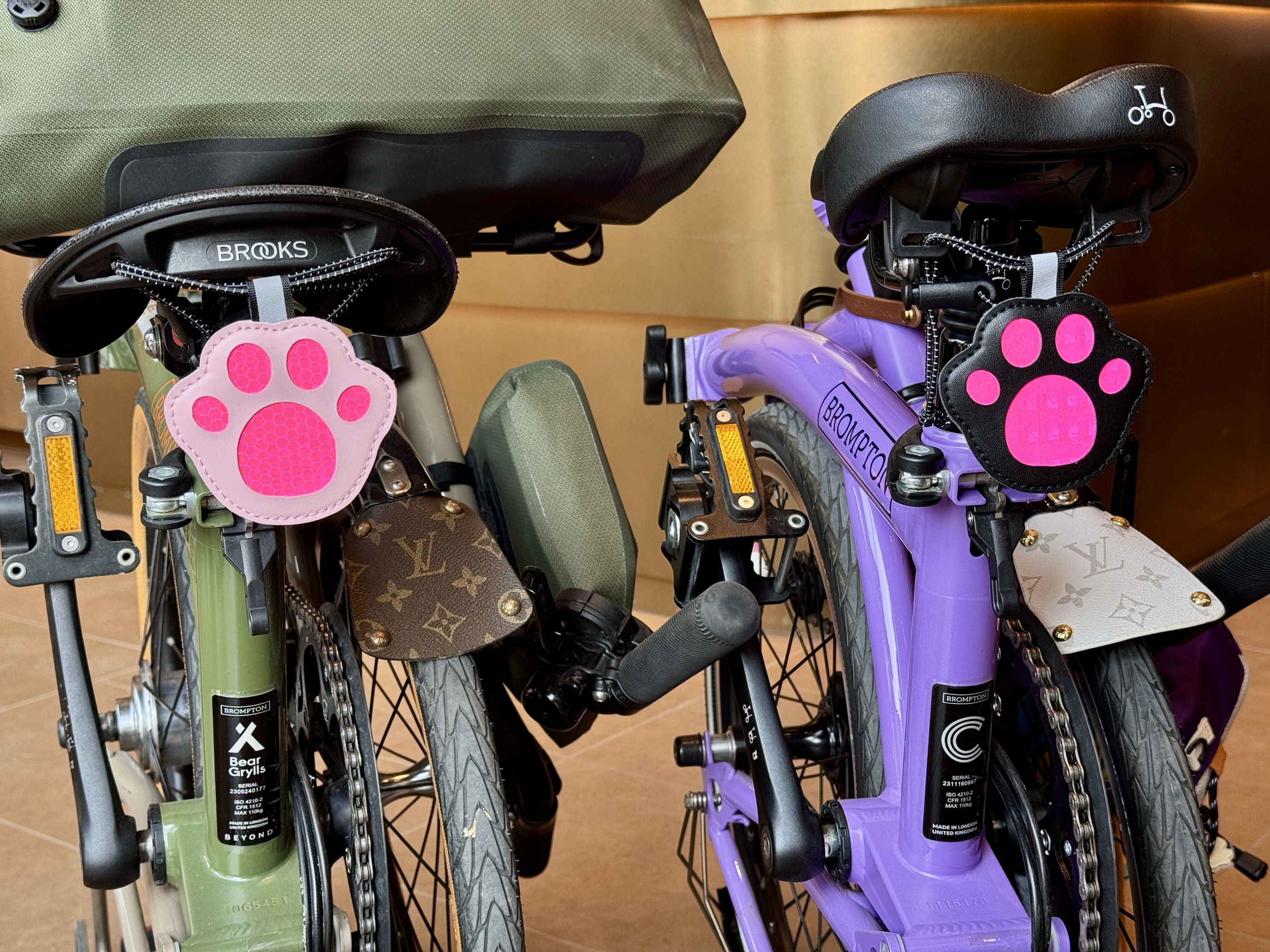 brompton小布折叠自行车安全反光牌配件猫抓夜光挂件骑行