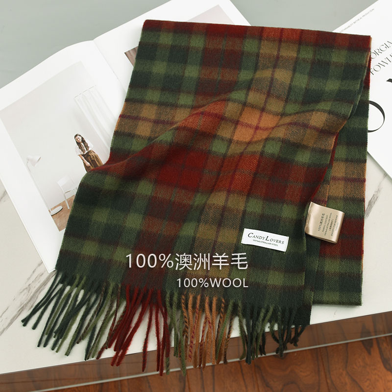 英国爱丁堡100%羊毛围巾女秋冬季