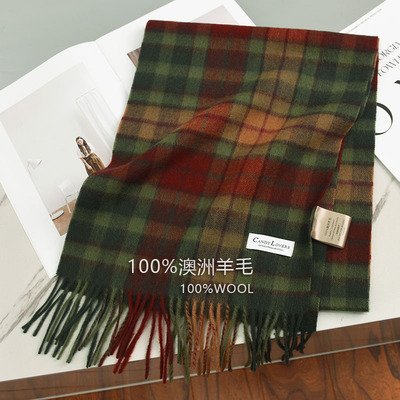 英国爱丁堡100%羊毛围巾女秋冬季