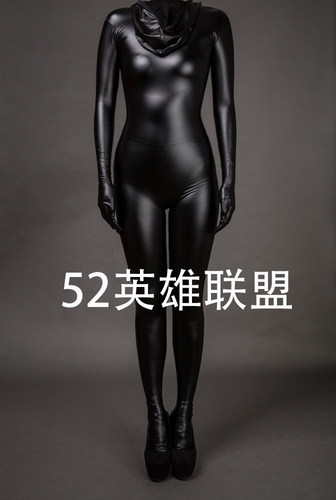 全包黑色弹力皮革zentai紧身衣