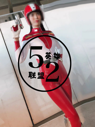 特摄giga电影 特搜女战士英雄弹力紧身衣 红白拼接连体表演服装
