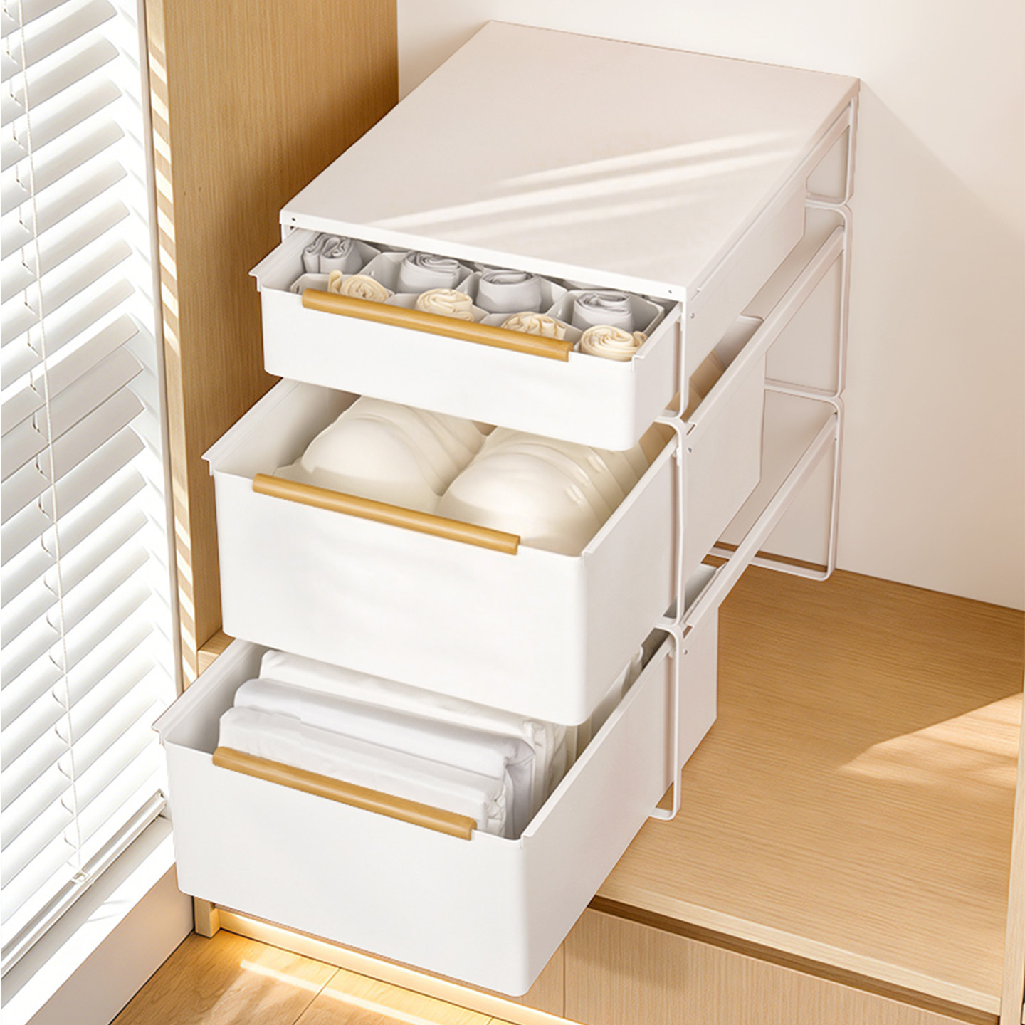 衣柜拉篮抽屉式内衣收纳盒衣柜隔层收纳架深柜改造分区分层整理柜,基础建材,衣柜拉篮,淘宝优惠券,粉丝福利购,淘宝优惠卷