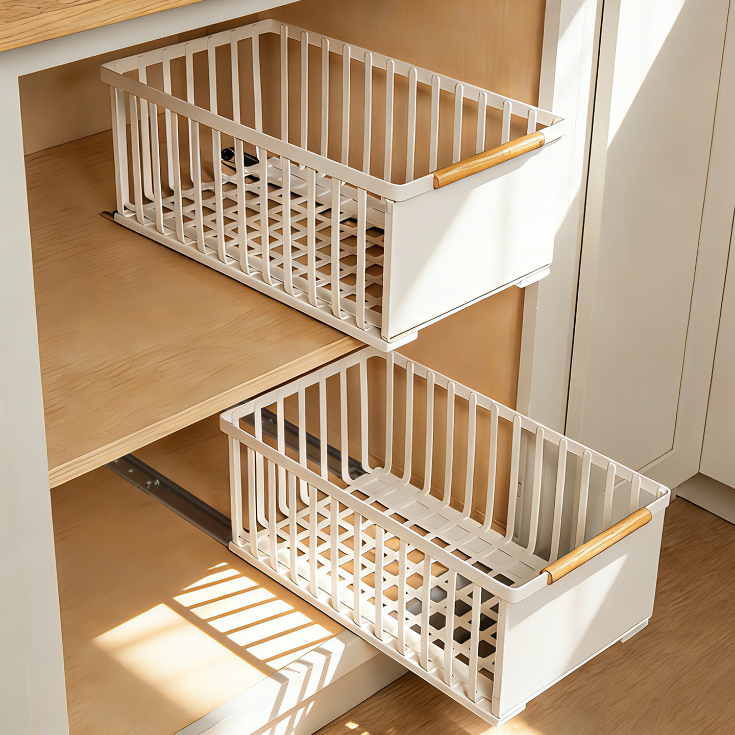 厨房橱柜改抽屉拉篮带滑轨调味篮深窄柜内网格储物筐抽拉式置物架,家装主材,拉篮,淘宝优惠券,粉丝福利购,淘宝优惠卷