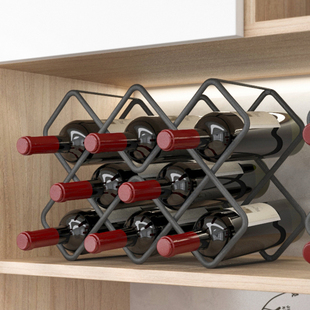 红酒架摆件斜放酒瓶架托 托葡萄酒展示架格子轻奢高档酒柜置物架