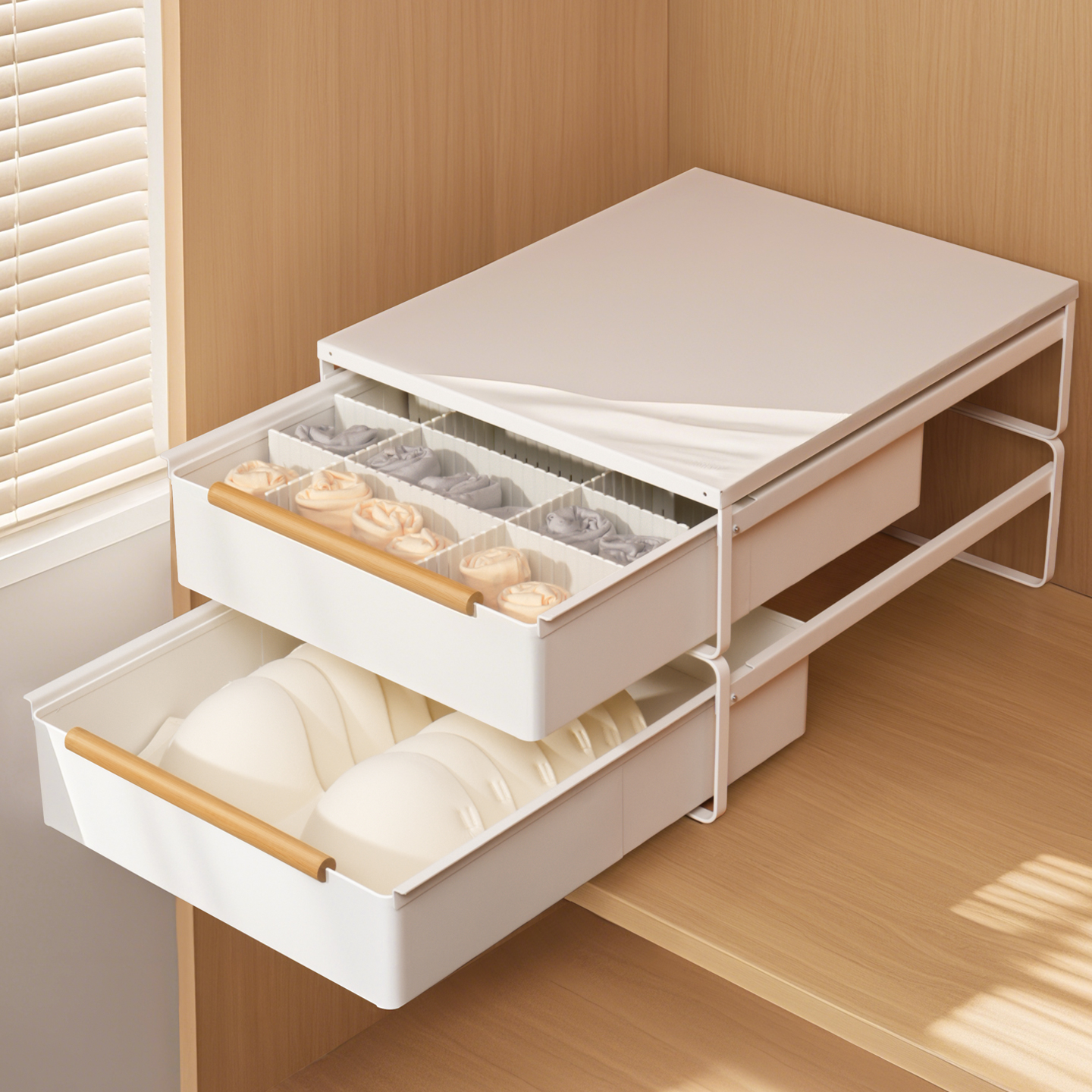 贴身衣物分格收纳盒抽屉衣柜拉篮