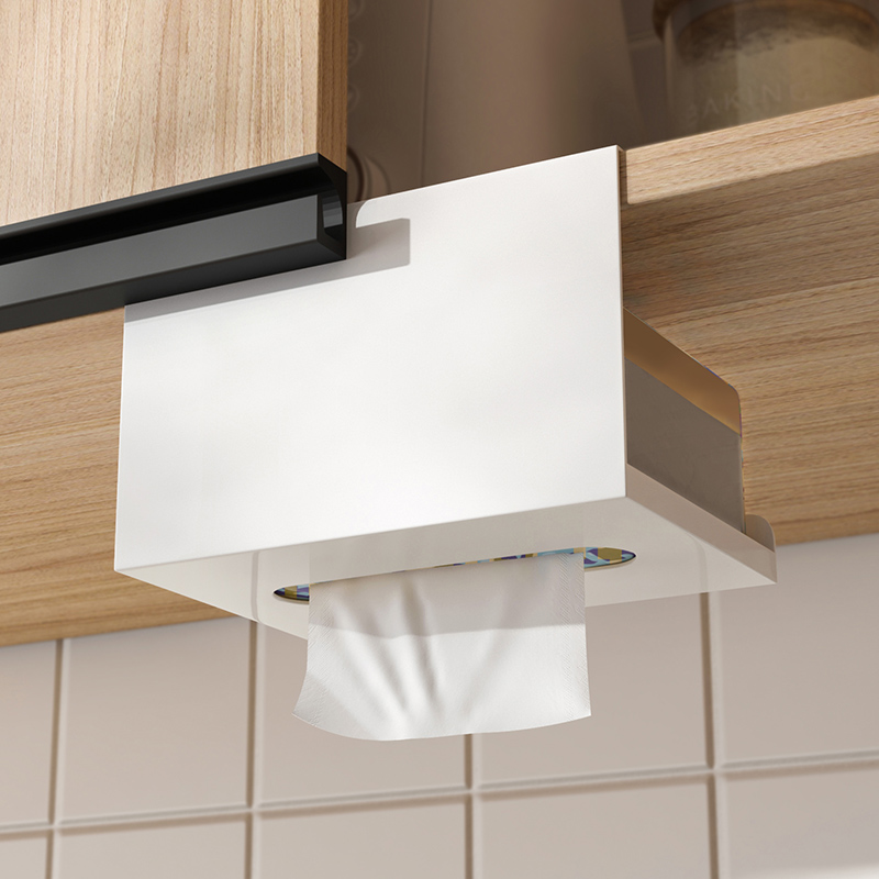 厨房纸巾架免打孔橱柜下挂抽纸架
