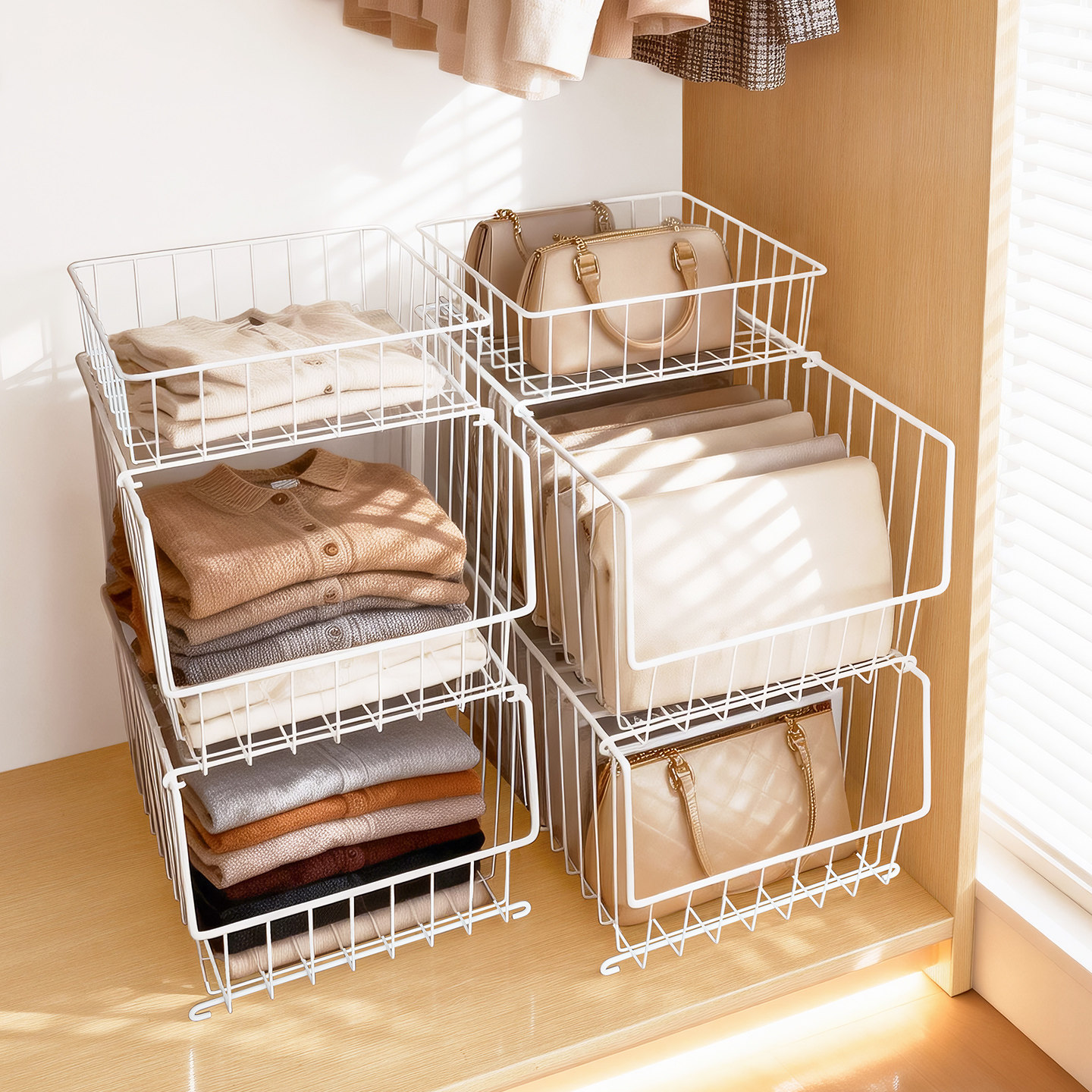 衣柜收纳分层神器毛衣整理柜衣帽间女士包包收纳置物架铁艺收纳筐,收纳整理,收纳箱,淘宝优惠券,粉丝福利购,淘宝优惠卷