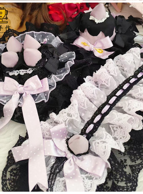 珥东手作Lolita草莓天使黑紫色蕾丝蛋糕帽发带lo娘搭配发饰夹子饰