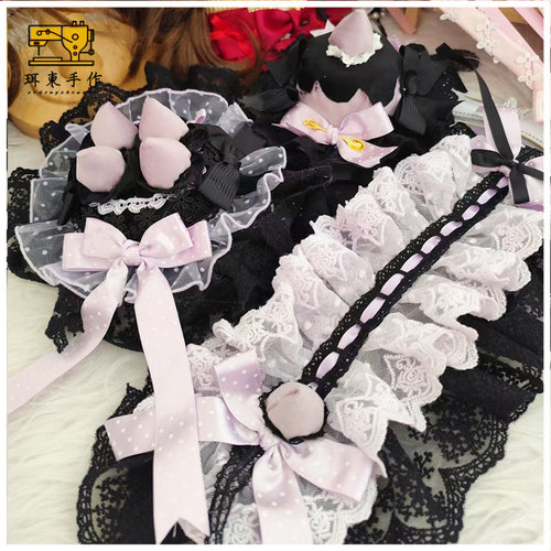 珥东手作Lolita草莓天使黑紫色蕾丝蛋糕帽发带lo娘搭配发饰夹子饰