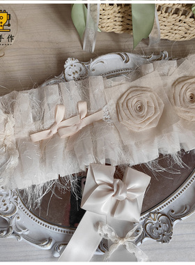 珥东手作Lolita生成色玫瑰花发带noLolita三周年小厨娘发饰边夹lo