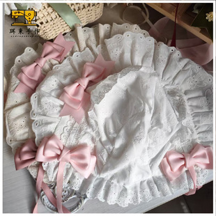 珥东手作Lolita粉白色宫廷少女帽古董娃娃墙草莓墙doll感百搭帽子