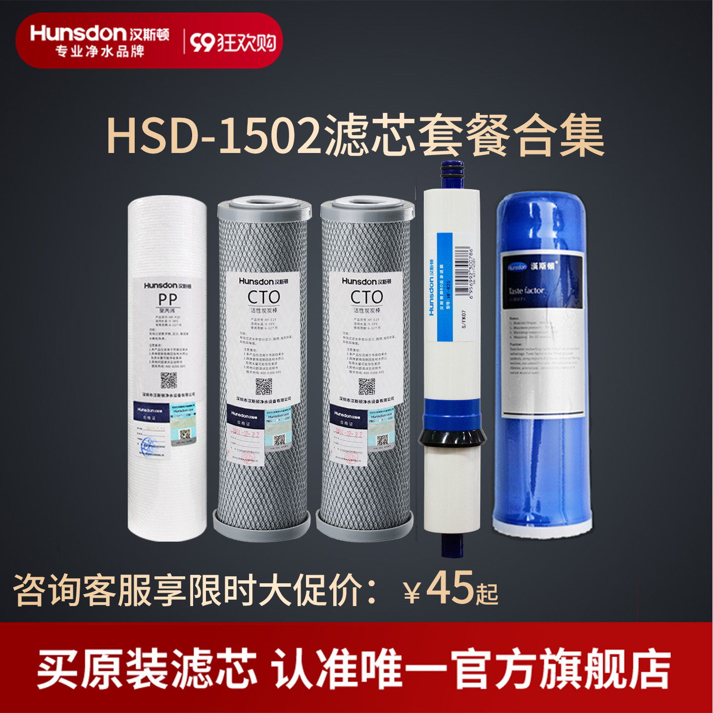汉斯顿净水器滤芯原厂原装正品HSD-75G-1502滤芯套餐合集