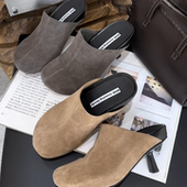 磨砂皮高跟包头拖鞋 欧洲站细跟休闲半拖鞋 女 新款 WM6欧货2026春季