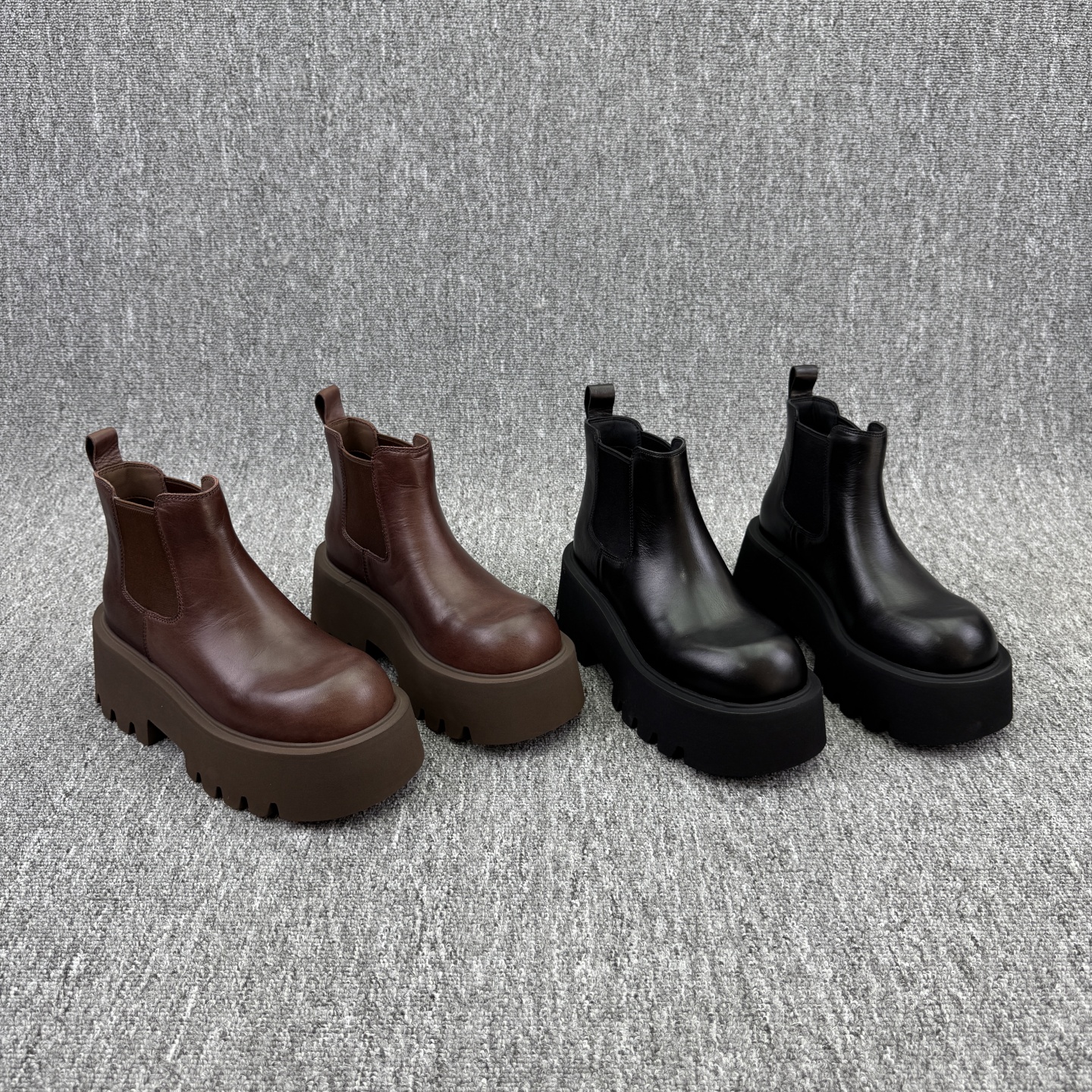 增高厚底真皮女短靴套筒切尔西靴