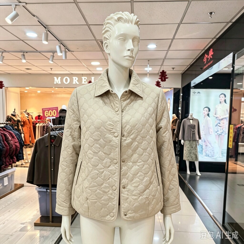 专柜品质中年女士暗纹翻领外套2026春季新款宽松大码短款妈妈上衣