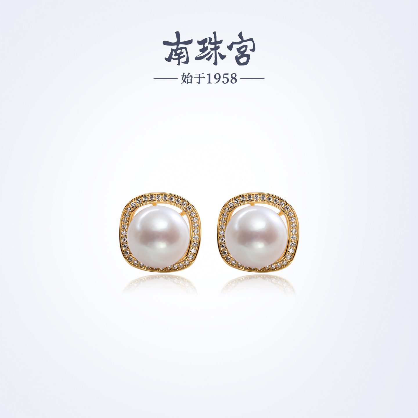 南珠宫简柔925银淡水珍珠耳钉耳坠经典百搭日常通勤C-HJE088SD-J