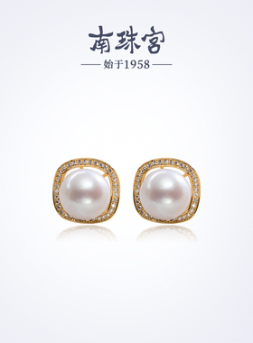 南珠宫简柔925银淡水珍珠耳钉耳坠经典百搭日常通勤C-HJE088SD-J
