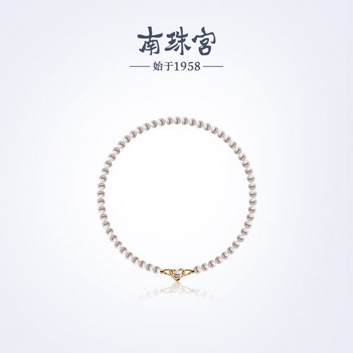 南珠宫心仪925银淡水珍珠项链爱心扣简约百搭生日礼物送女友