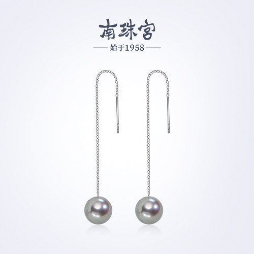 南珠宫海水珍珠耳饰强光近圆