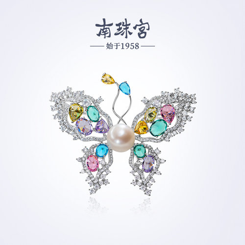 南珠宫蝴蝶胸针馒头扁圆时尚百搭胸花女C-CJZ018HD-Y