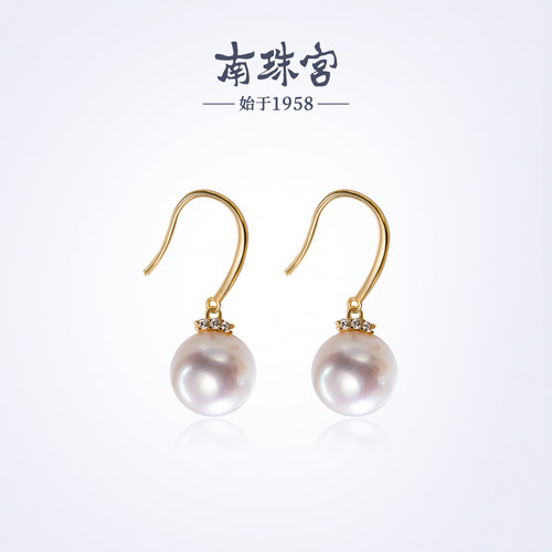 南珠宫925银淡水珍珠耳钉耳钩简约百搭通勤款C-CYE081SD