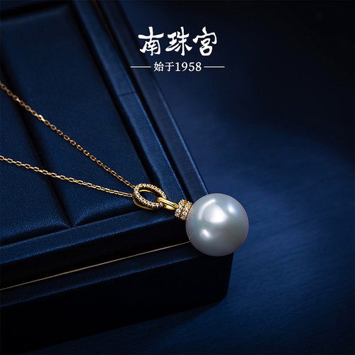 南珠宫龙珠925银淡水珍珠吊坠单颗大颗粒显贵气14-15mmC-D064SD-J