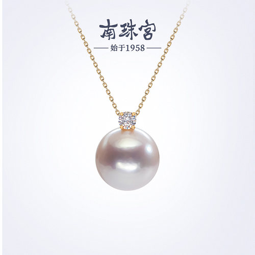 南珠宫18K金淡水珍珠近圆10-15mm