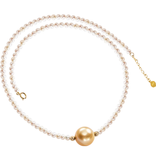 南珠宫海水珍珠项链 路路通小baby淡水珍珠南洋金珠18K金扣X089KN