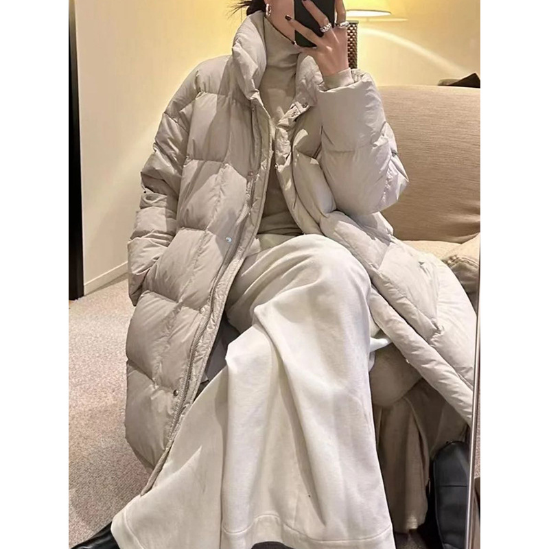 元派bluepops2025冬季新国标立领长款羽绒服蓬松白鸭绒外套A5785