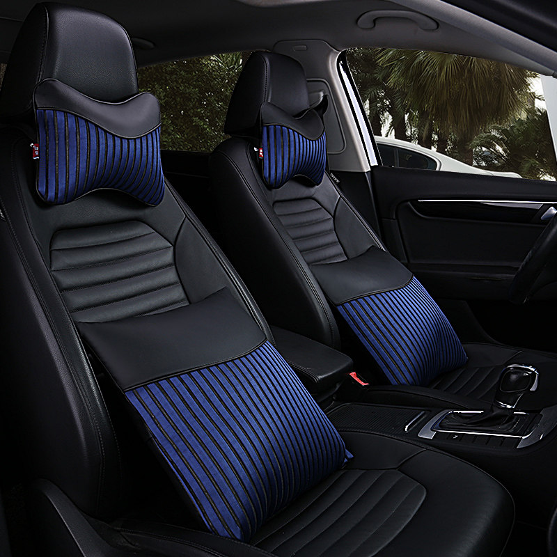 汽车抱枕四件套车用抱枕头枕一对车内护颈靠枕车载车上腰靠垫黑红