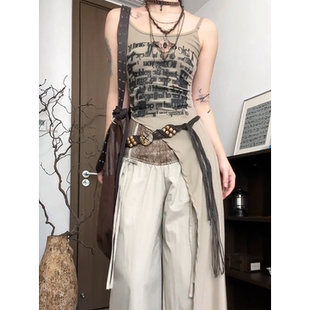 古早风复古高街编织麻绳腰带女棕色百搭装饰连衣裙外套休闲腰封