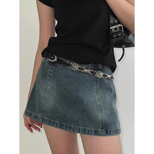 美式 裙子皮带配饰高级感小众显瘦腰链潮 复古雕花腰带女百搭牛仔裤